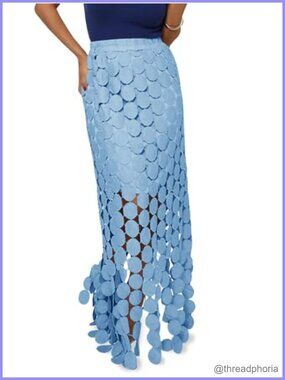 Womens Boho Hollow Out Maxi Skirt Summer Fringe Hem Long Skirt